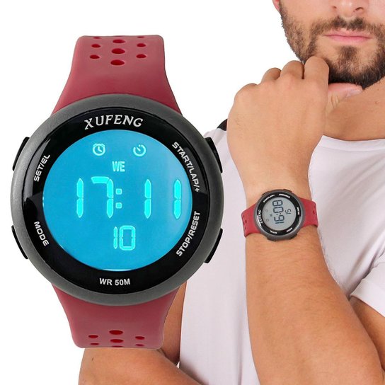 Relógio Masculino Digital Academia Resistente Água Esportivo Xufeng Redondo - Bordô é ruim? Relógio Masculino Digital Academia Resistente Água Esportivo Xufeng Redondo - Bordô é boa?