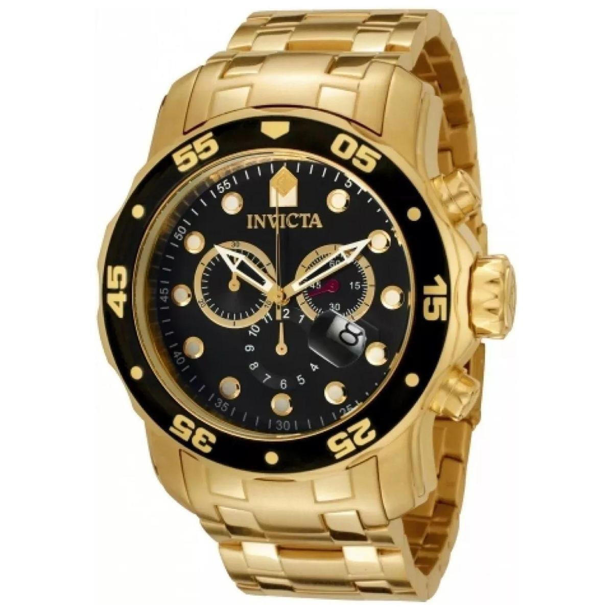 Relógio Masculino Invicta Pro Diver 0072 Preto Gold 48mm Menor preço em Relógio Masculino Invicta Pro Diver 0072 Preto Gold 48mm