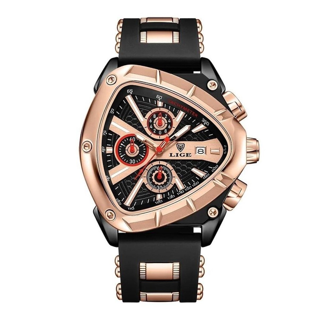 Relógio Masculino LIGE 89103 Triangular Esportivo Prova d'Água