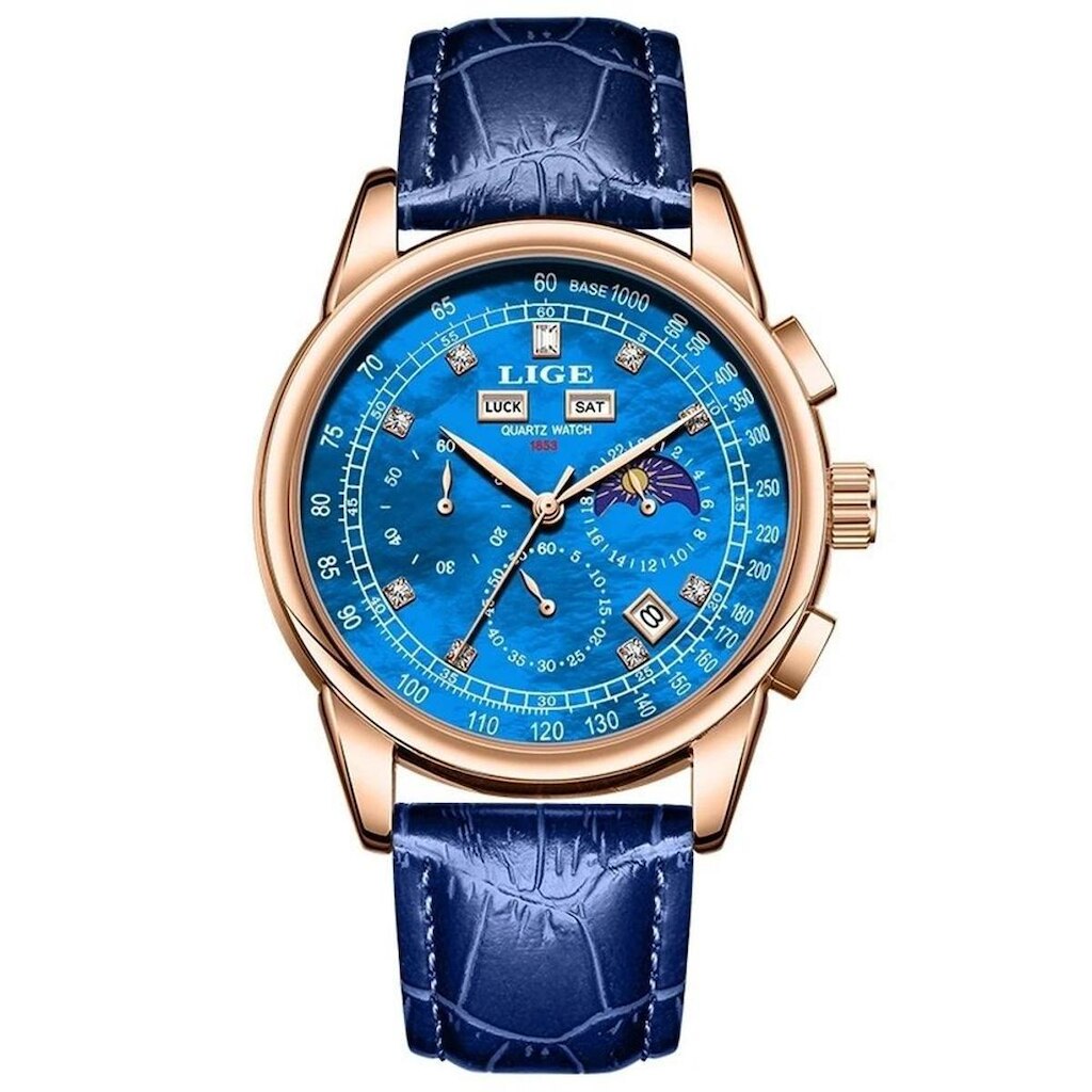 Relógio Masculino LIGE 89227 À Prova d´Água Pulseira de Couro