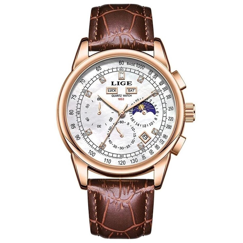 Relógio Masculino LIGE 89227 À Prova d´Água Pulseira de Couro