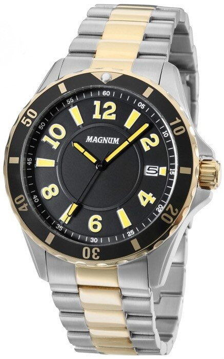 Relogio Masculino Magnum Analógico MA34521P Prata-Dourado Aço