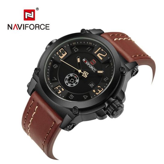 RELÓGIO MASCULINO NAVIFORCE 9099 MODELO ESPORTIVO PULSEIRA EM COURO - Marrom Menor preço em RELÓGIO MASCULINO NAVIFORCE 9099 MODELO ESPORTIVO PULSEIRA EM COURO - Marrom