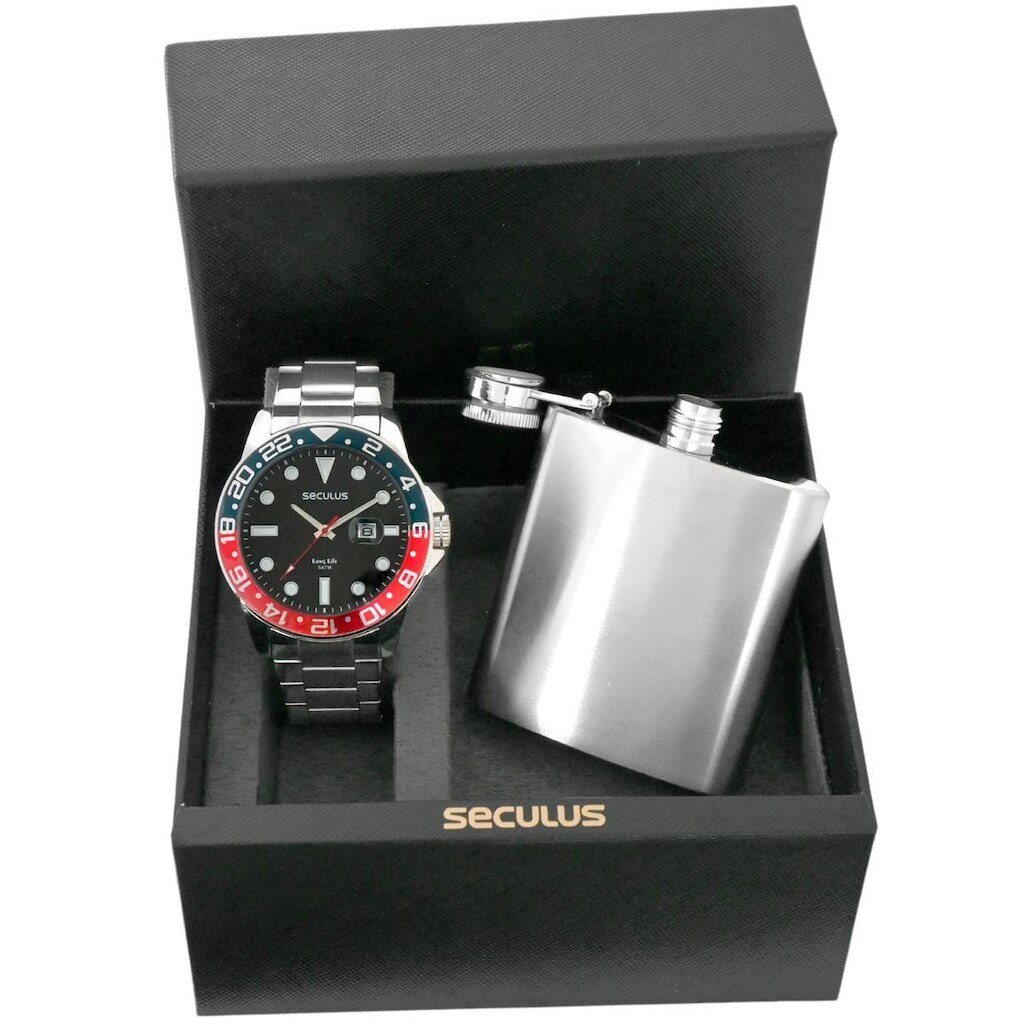 Relógio Masculino Original Seculus de Pulso Prateado