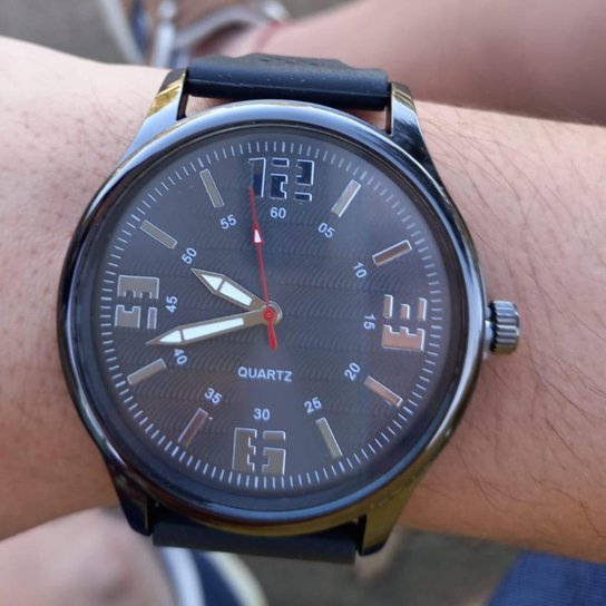 Relógio Masculino Quartz Com Pulseira de Borracha Preta Ponteiro Analógico - Chumbo Menor preço em Relógio Masculino Quartz Com Pulseira de Borracha Preta Ponteiro Analógico - Chumbo
