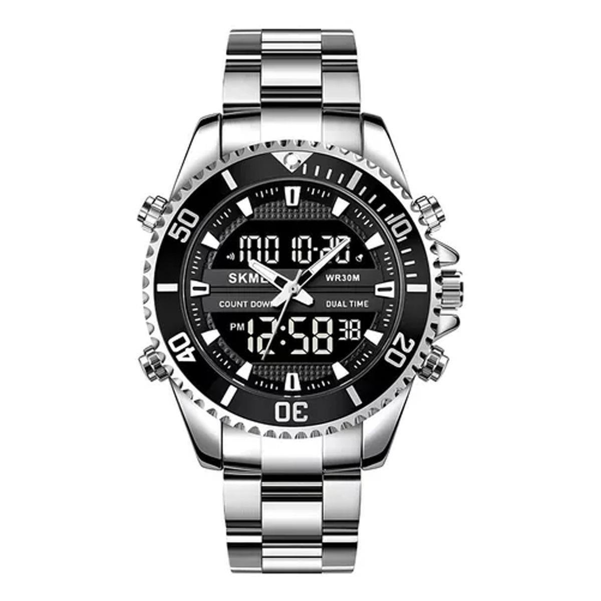 Relógio Masculino Skmei AnaDigi 1850 Prata e Preto Menor preço em Relógio Masculino Skmei AnaDigi 1850 Prata e Preto