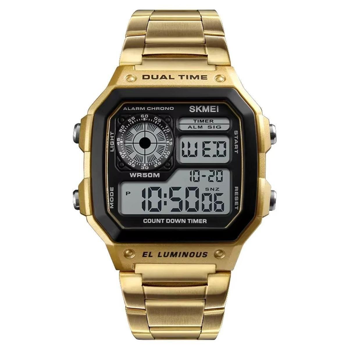 Relógio Masculino Skmei Digital 1335 Dourado Menor preço em Relógio Masculino Skmei Digital 1335 Dourado