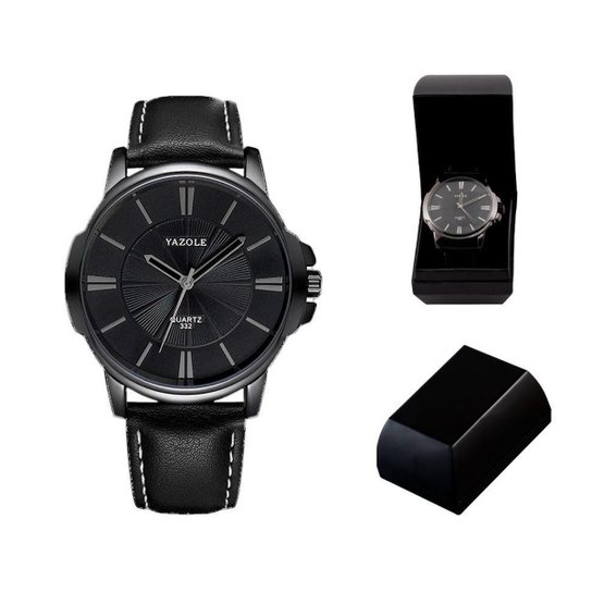 Relógio Masculino Social Esporte Quartzo Analógico - Preto Menor preço em Relógio Masculino Social Esporte Quartzo Analógico - Preto