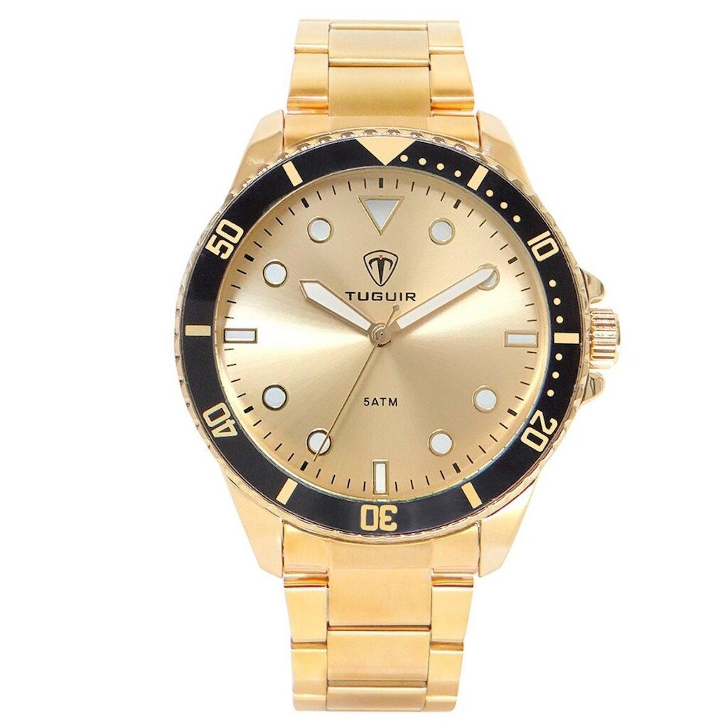 Relógio Masculino Tuguir Analógico TG157-8C Dourado e Dourado e Preto