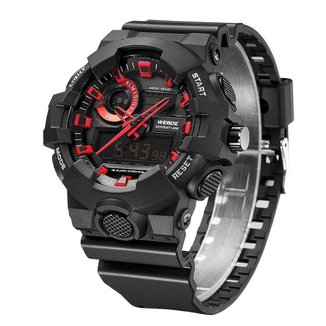 RELÓGIO MASCULINO WEIDE ANALÓGICO DIGITAL WA3J8007 - PRETO E VERMELHO