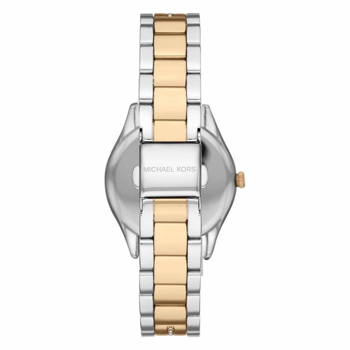 relogio mk prata com dourado