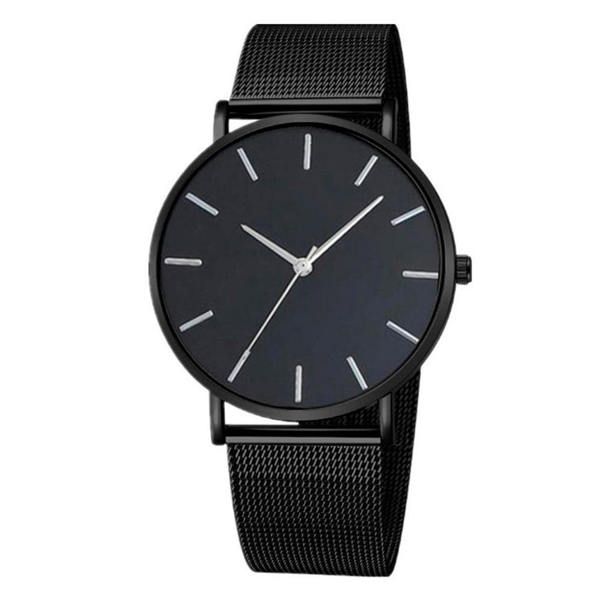 Relógio Minimalista Masculino Uso Diario De Malha Inox - Preto | Netshoes