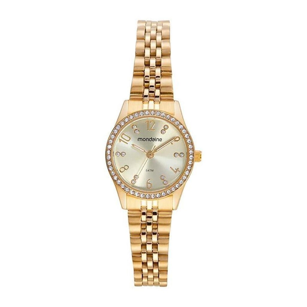 Relógio Mondaine Feminino Clássico Cristais Dourado 32803LPMVDE1