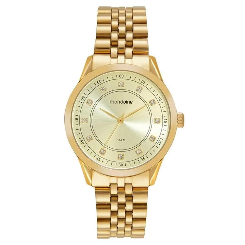 Relógio Mondaine Feminino Cristais Dourado 99763LPMVDE3