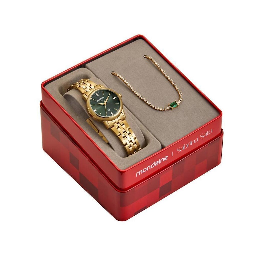 Relogio Mondaine Feminino Ref: 33054lpmkde1 Dourado + Semijoia