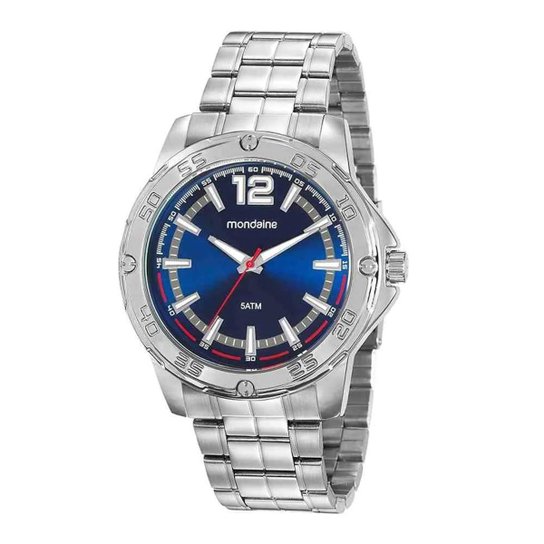 Relógio Mondaine Masculino Casual Analógico Prata Fundo Azul 99467G0MVNE2 - Prata+Azul Menor preço em Relógio Mondaine Masculino Casual Analógico Prata Fundo Azul 99467G0MVNE2 - Prata+Azul