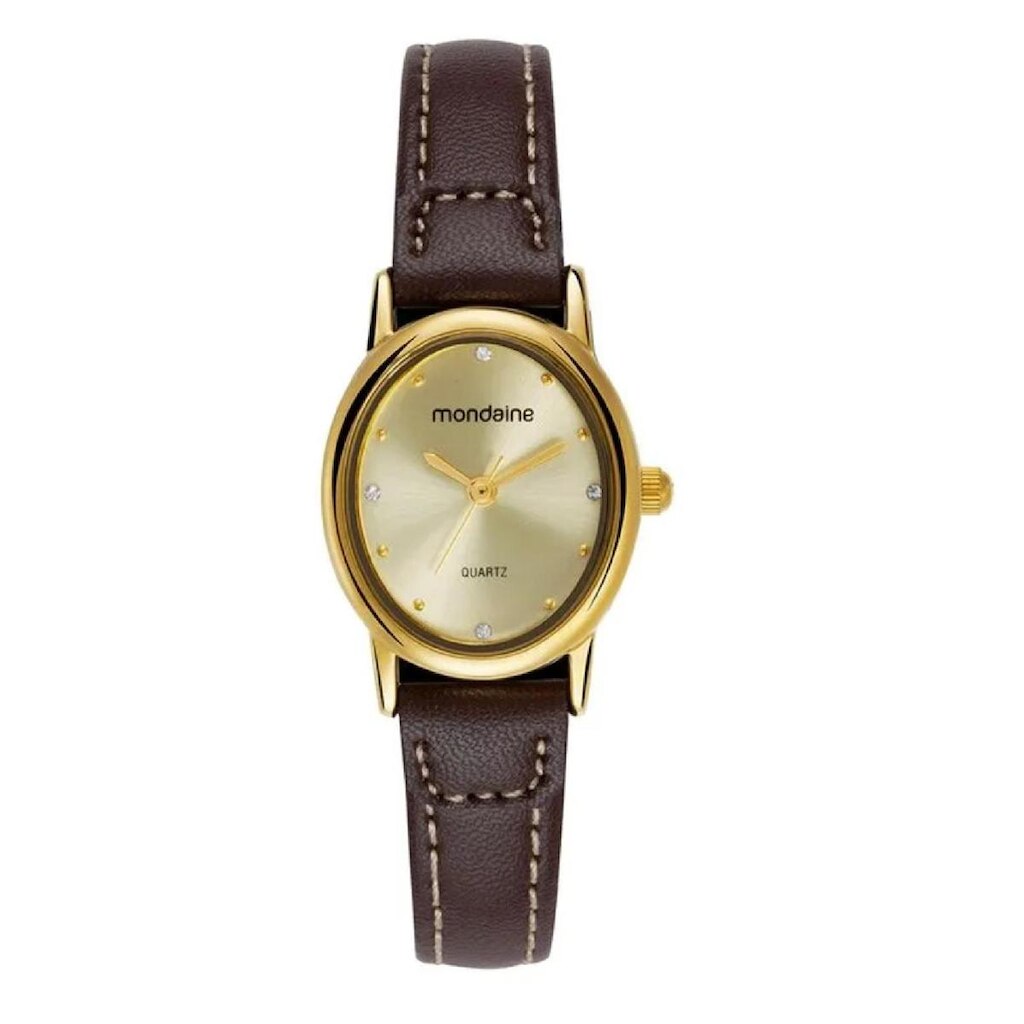 Relógio Mondaine Oval Cristais 32996LPMVDH1 23mm Couro