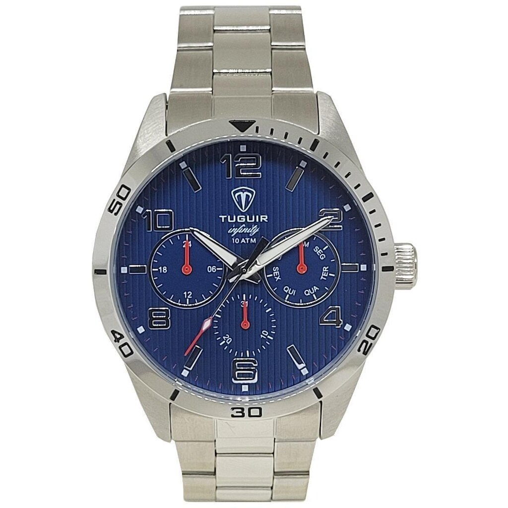 Relógio MultiFunção Masculino Tuguir Analógico Infinity TGI37056 Prata e Azul