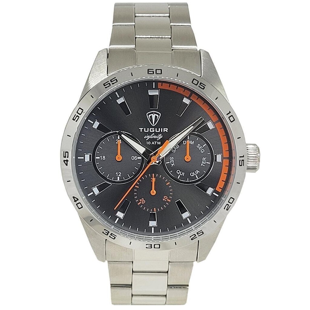 Relógio MultiFunção Masculino Tuguir Analógico Infinity TGI37062 Prata e Preto