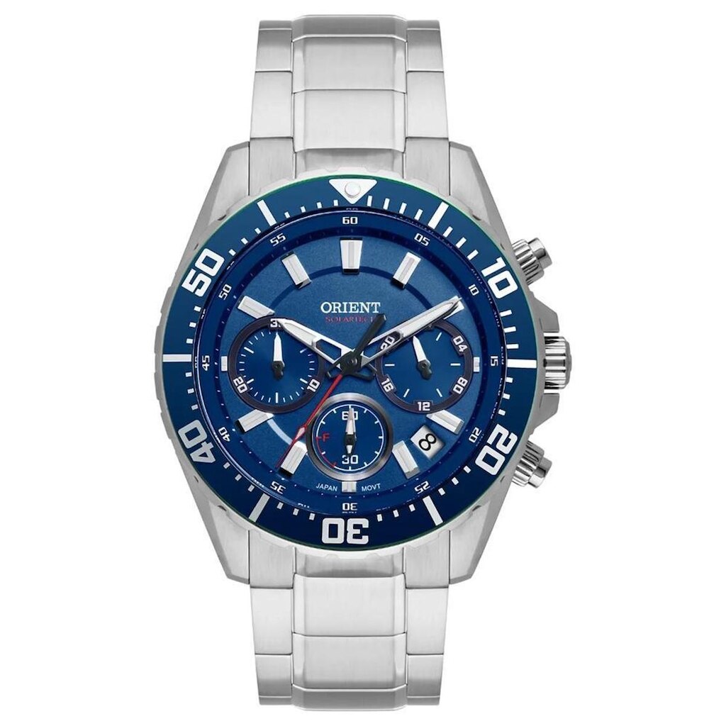 Relógio Orient Masculino Ref: Mbssc288 D1sx Solar Cronógrafo Prateado