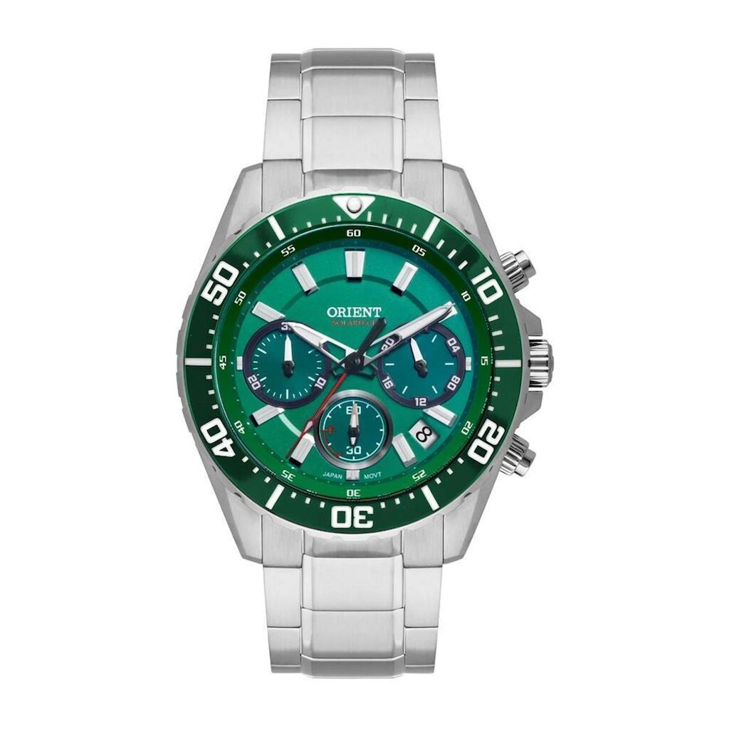Relógio Orient Masculino Ref: Mbssc288 E1sx Solar Cronógrafo Prateado