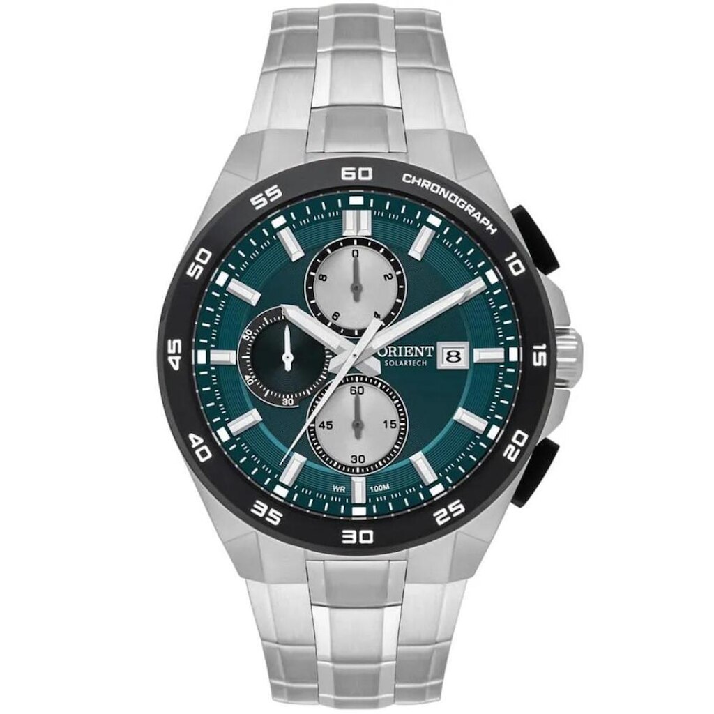 Relógio Orient Masculino Ref: Mbssc307 E1sx Solar Cronógrafo Prateado