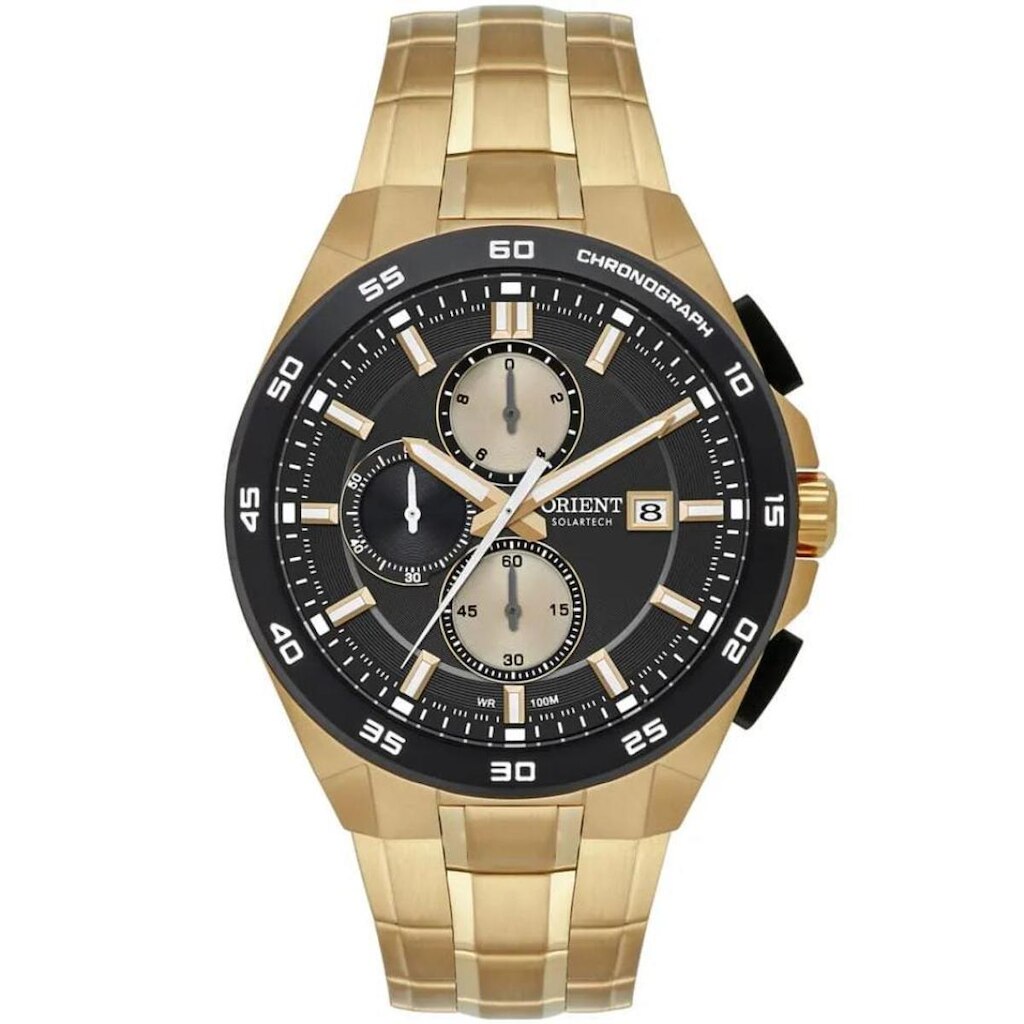 Relógio Orient Masculino Ref: Mgssc079 P1kx Solar Cronógrafo Dourado