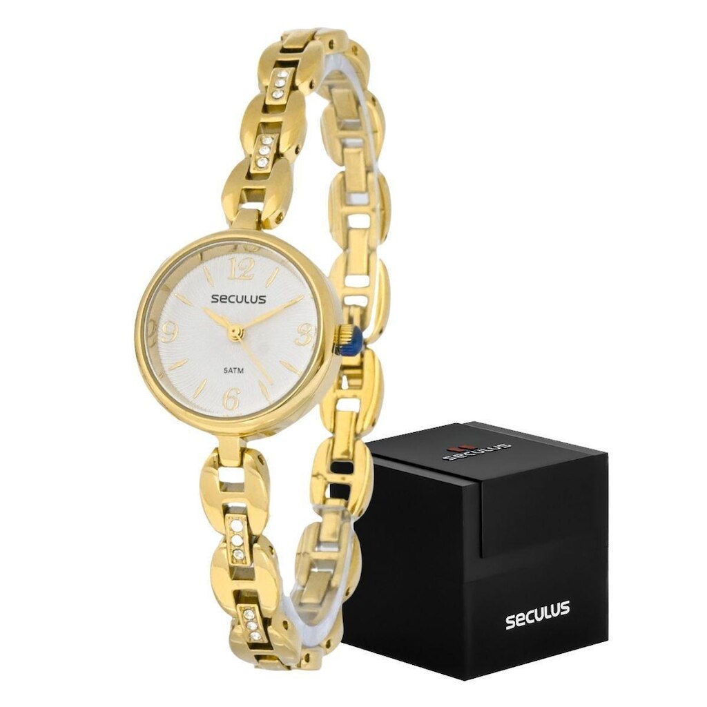 Relógio Original Seculus Original Pequeno Feminino Dourado