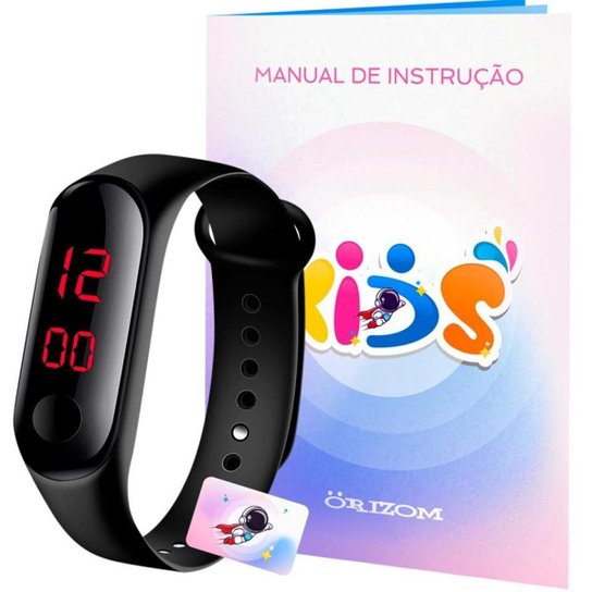 Relógio Pulseira de Silicone Bracelete LED Prova D´Água Orizom Infantil - Preto Menor preço em Relógio Pulseira de Silicone Bracelete LED Prova D´Água Orizom Infantil - Preto
