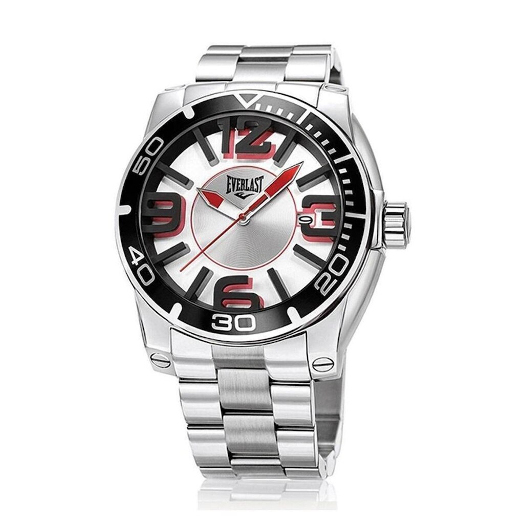 Relógio Pulso Everlast Masculino Aço Calendário Prata E542