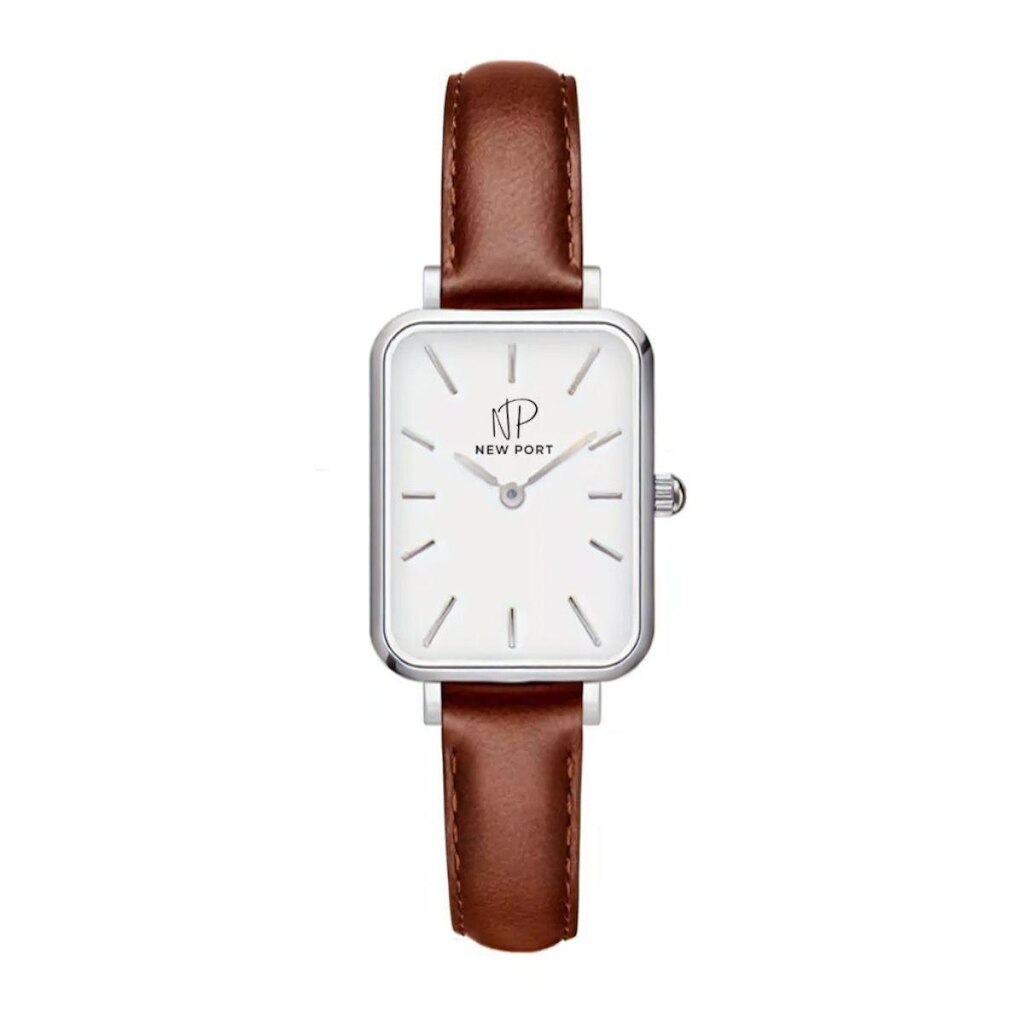 Relógio Quadrado Feminino Pulseira Marrom Analógico Elegante