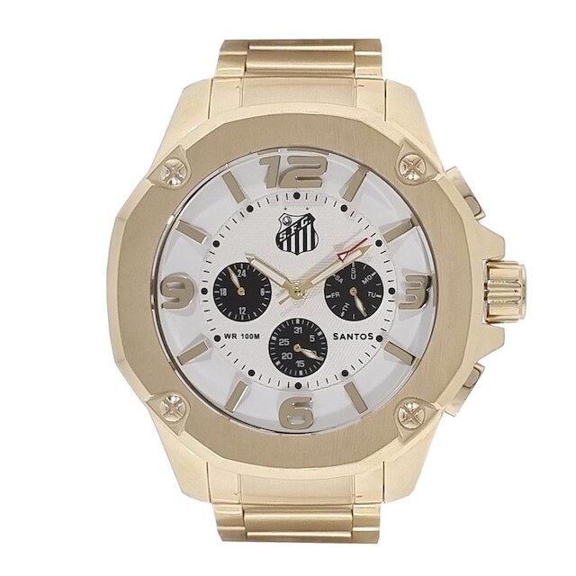 Relógio Santos FC Oficial Masculino Aço Luxo SAN-005-2 - Dourado | Netshoes