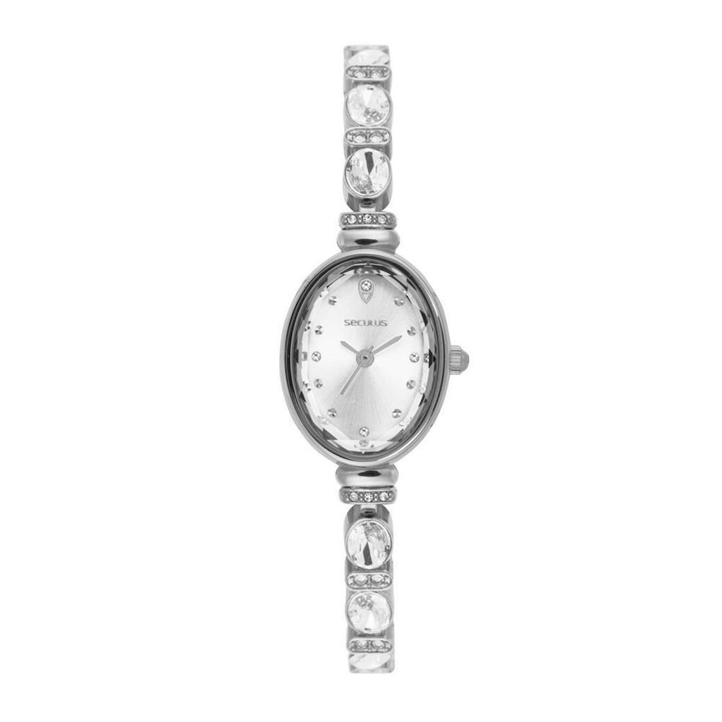Relógio Seculus Feminino Ref: 44367l0svnb2 Oval Bracelete Prateado