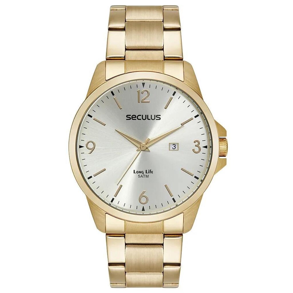 Relógio Seculus Masculino Aço Analógico Dourado 44218GPSVDA3
