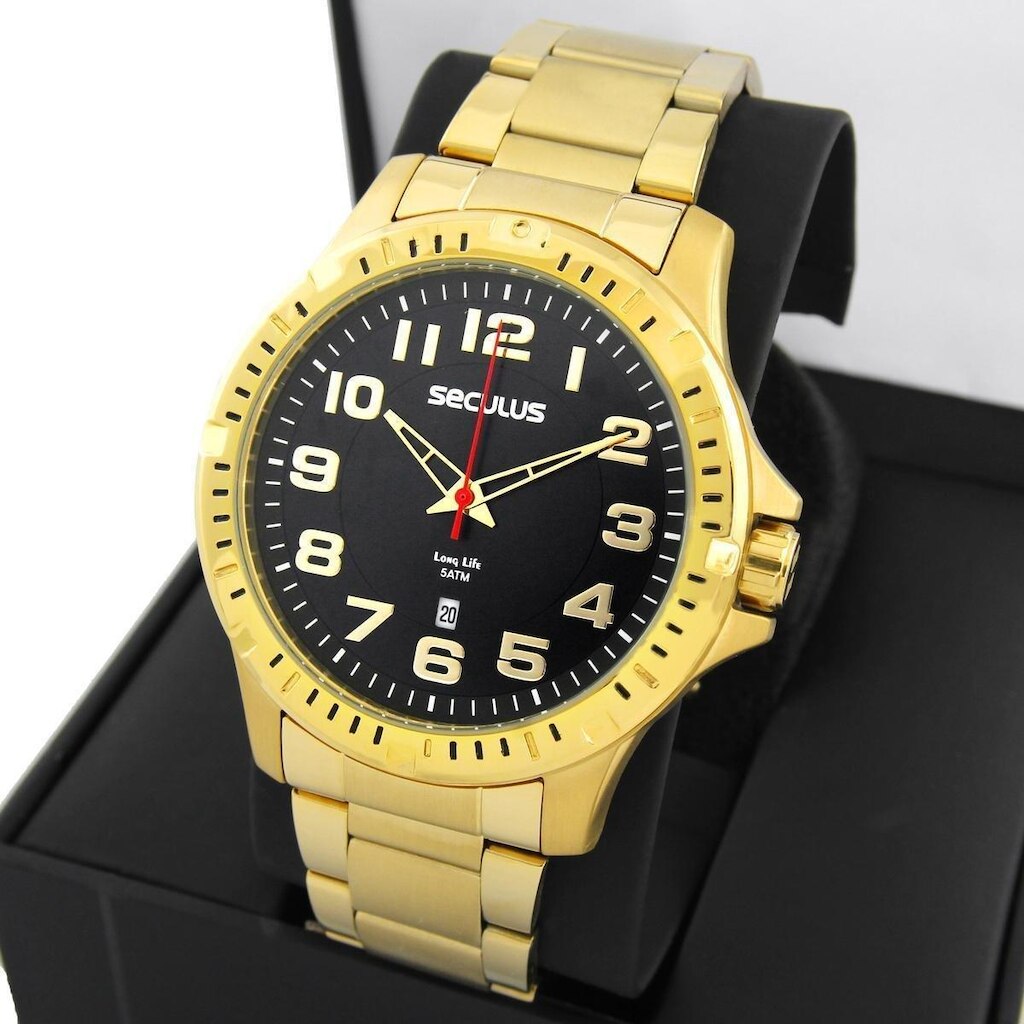 RELÓGIO SECULUS MASCULINO DOURADO 20787GPSVDA3