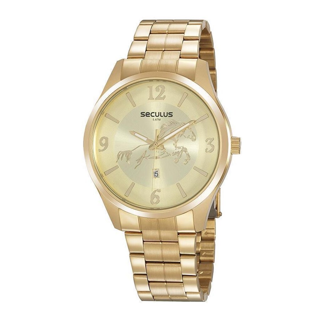 Relógio Seculus Masculino Dourado 20962GPSVDA1