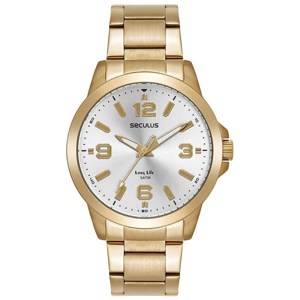 Relógio Seculus Masculino Dourado Aço Analógico 44294GPSVDA4