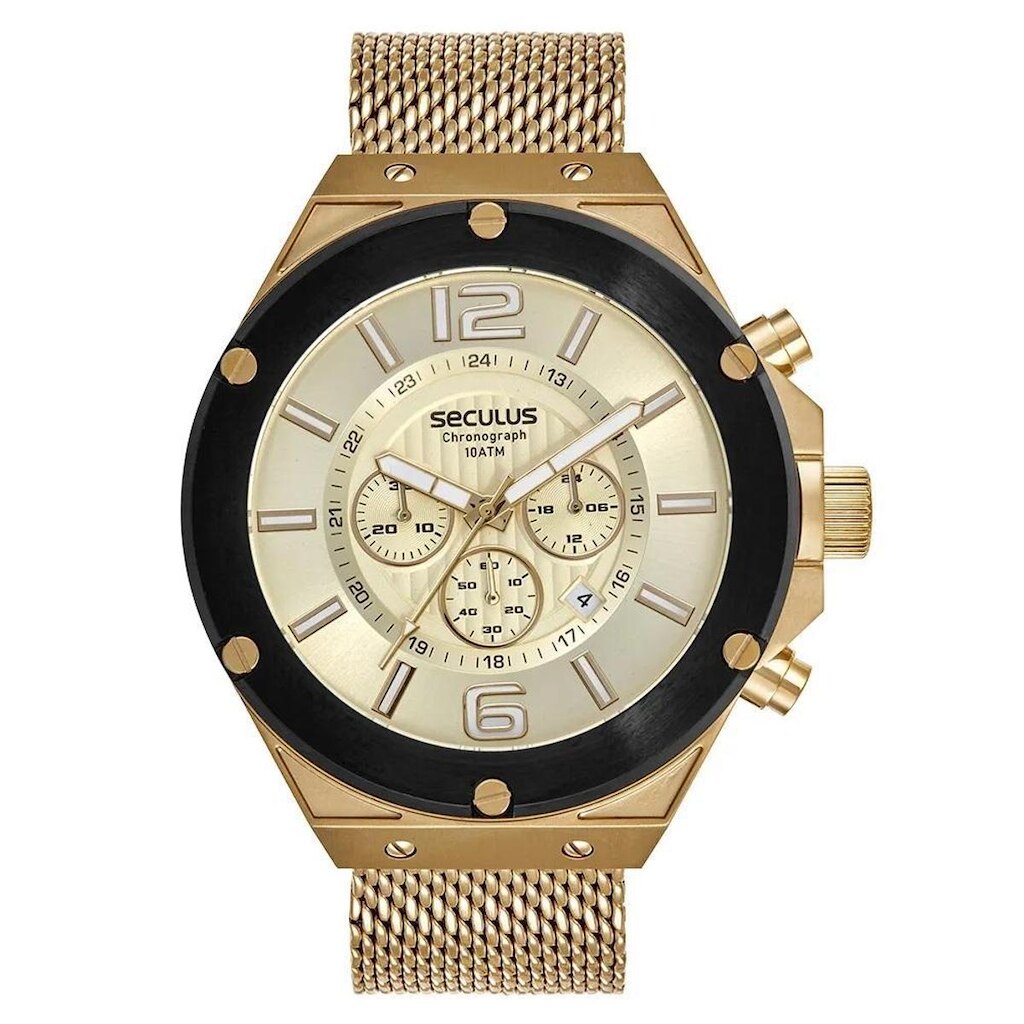 Relógio Seculus Masculino Dourado Cronografo 44131gpsvha2