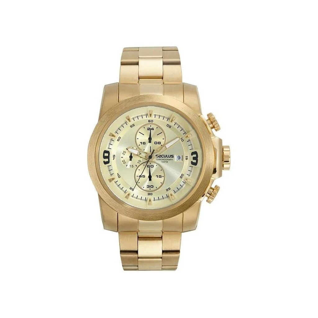 Relógio Seculus Masculino Dourado Cronografo 44175gpsvda2