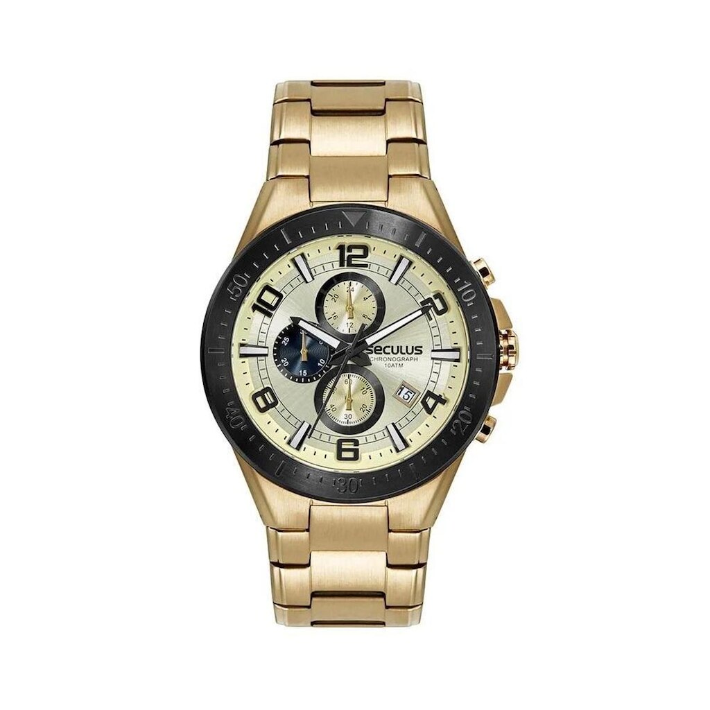 Relógio Seculus Masculino Dourado Cronografo 44242gpsvha2