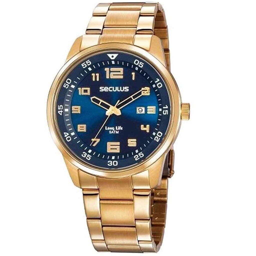 RELÓGIO SECULUS MASCULINO DOURADO GRANDE 20802GPSVDA2