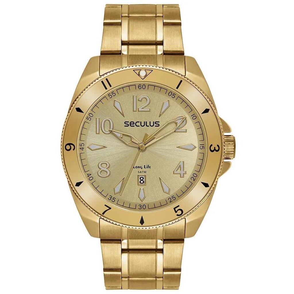 Relógio Seculus Masculino Long-Life Dourado 77259GPSVDA2