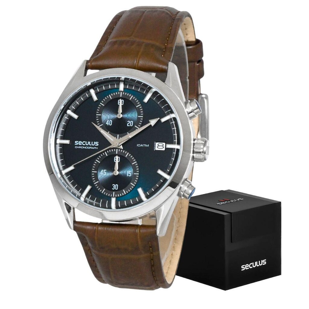 Relógio Seculus Masculino Original Cronografo Pulseira Couro
