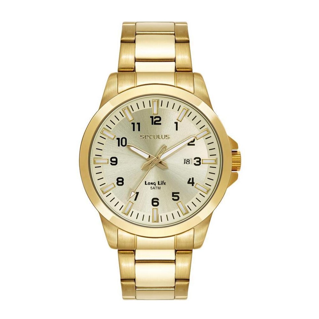 Relógio Seculus Masculino Ref: 44321gpsvda3 Casual Dourado