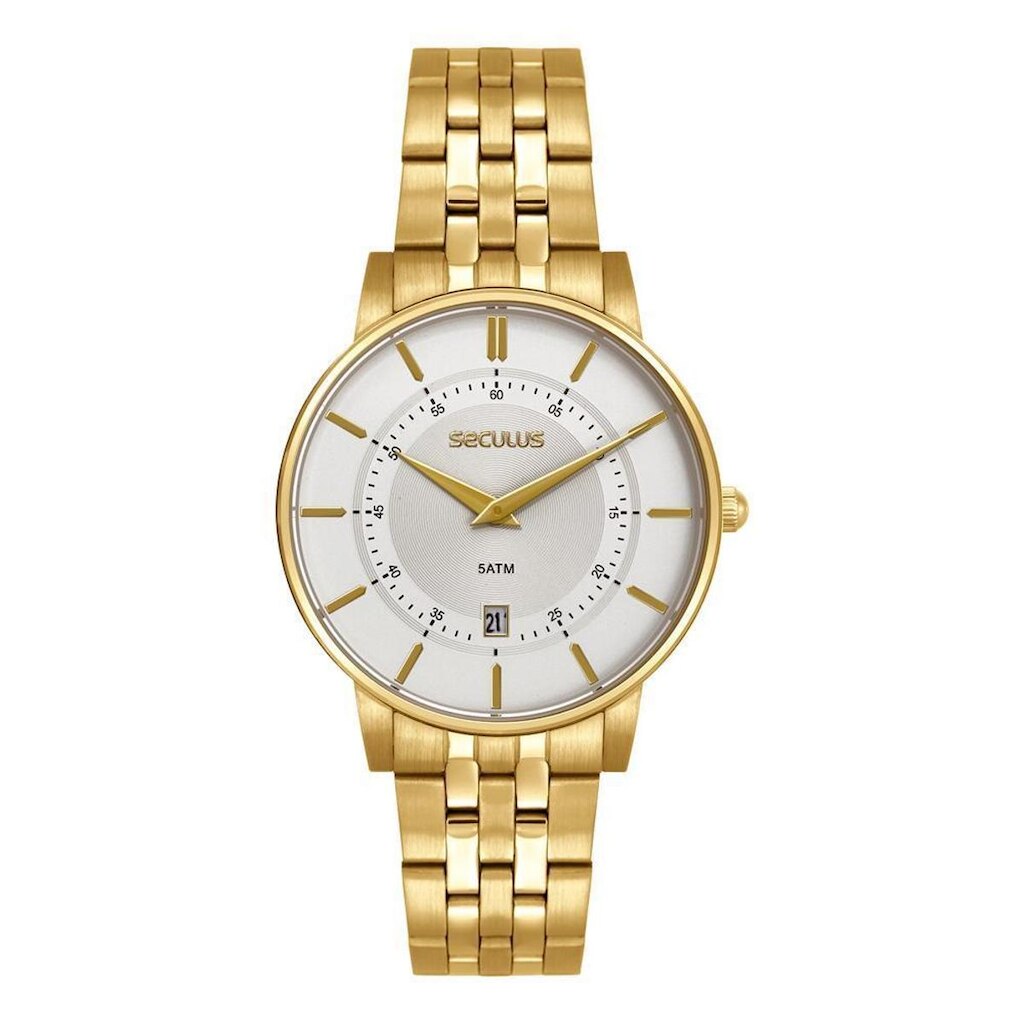 Relógio Seculus Masculino Ref: 44358gpsvda1 Slim Dourado