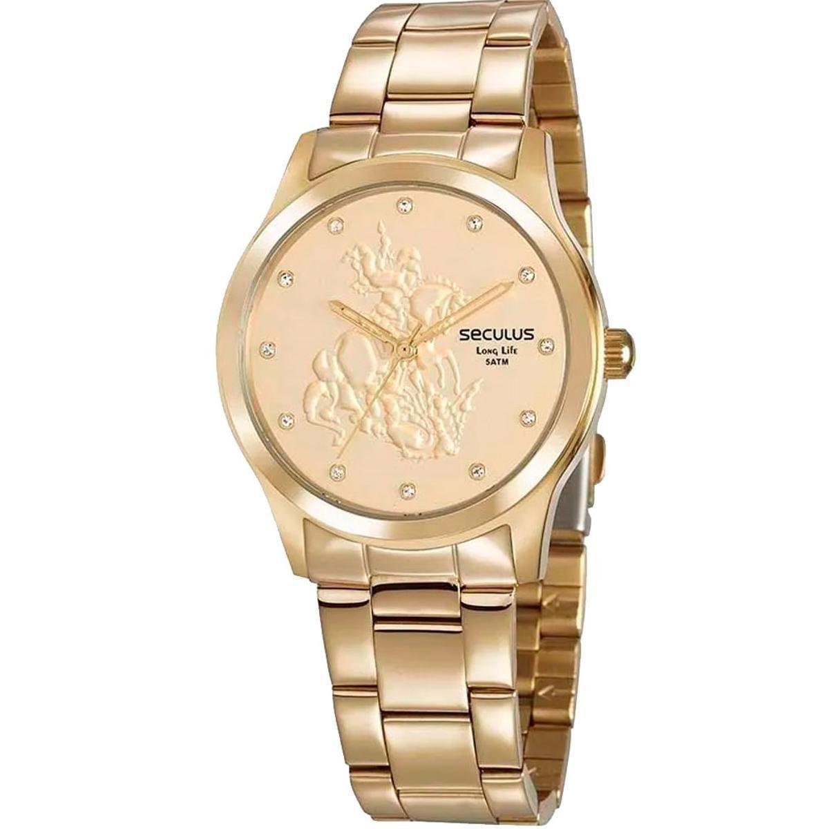 Relógio Seculus São Jorge Feminino - Dourado | Netshoes
