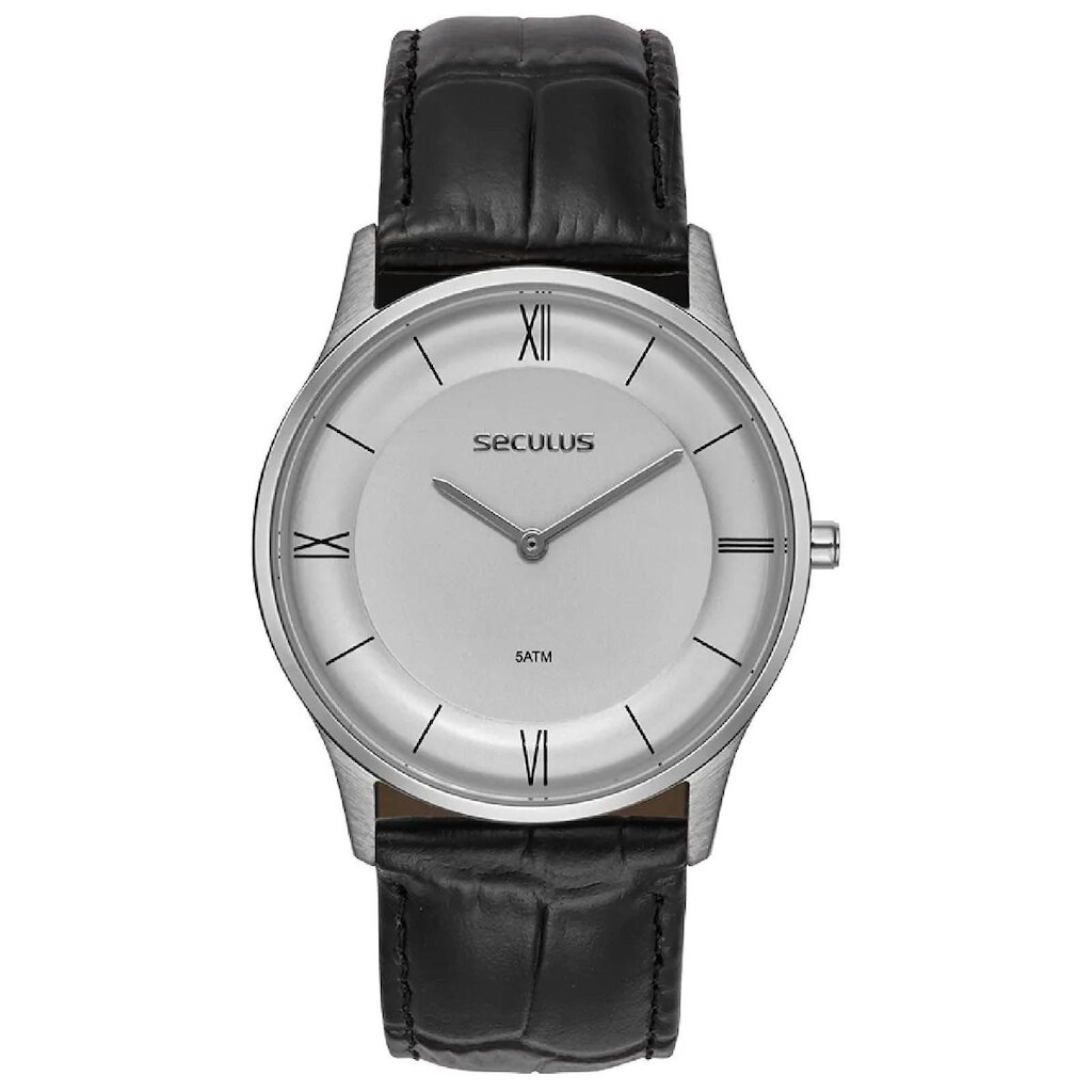 Relógio Seculus Slim 44303G0SVNC3 Couro Preto