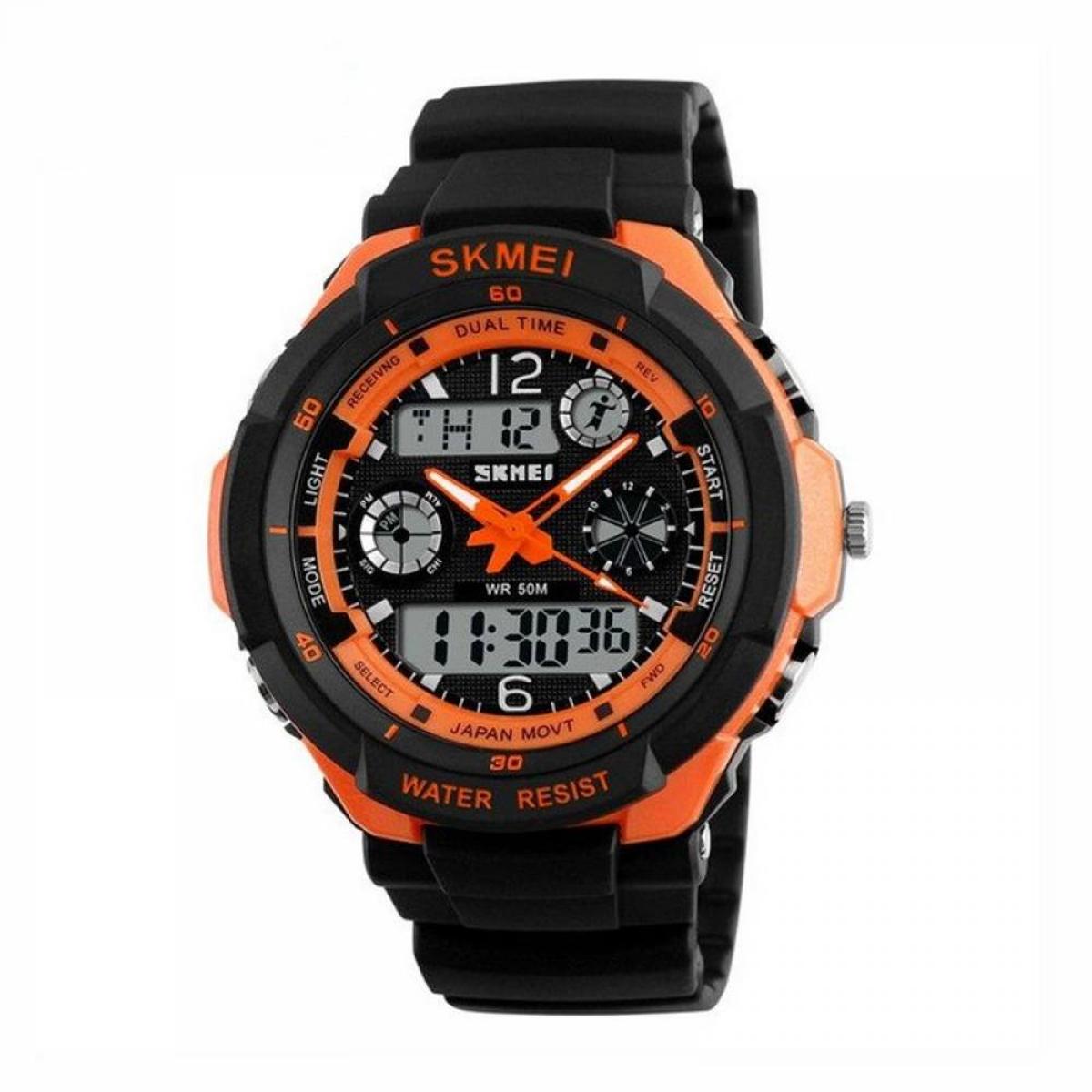 Relógio Skmei Anadigi Masculino - Preto+Laranja | Netshoes