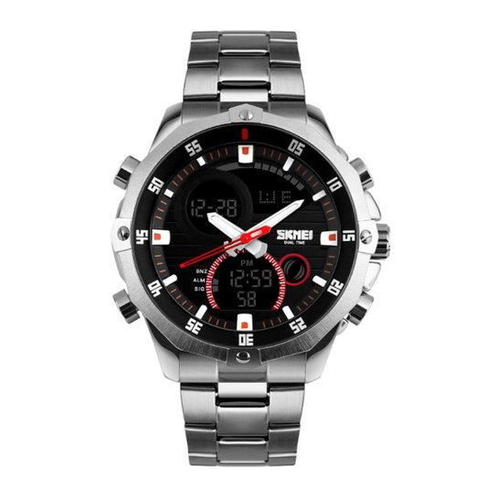 Relógio Skmei Anadigi Masculino - Prata Menor preço em Relógio Skmei Anadigi Masculino - Prata