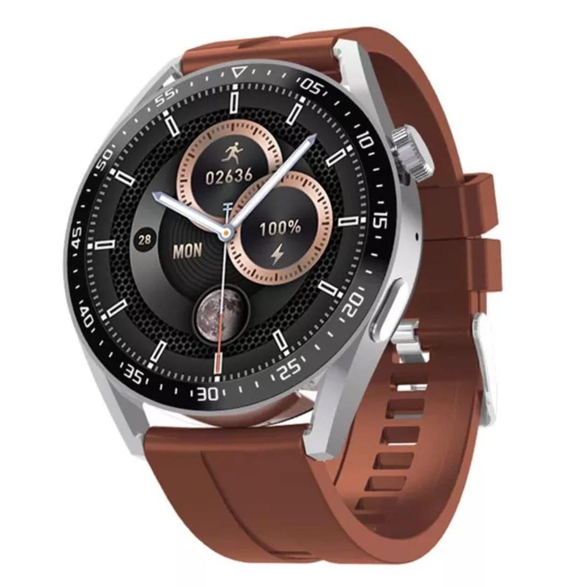 Relógio Smart Watch Original HW28 Com Controle Por Voz NFC Marrom